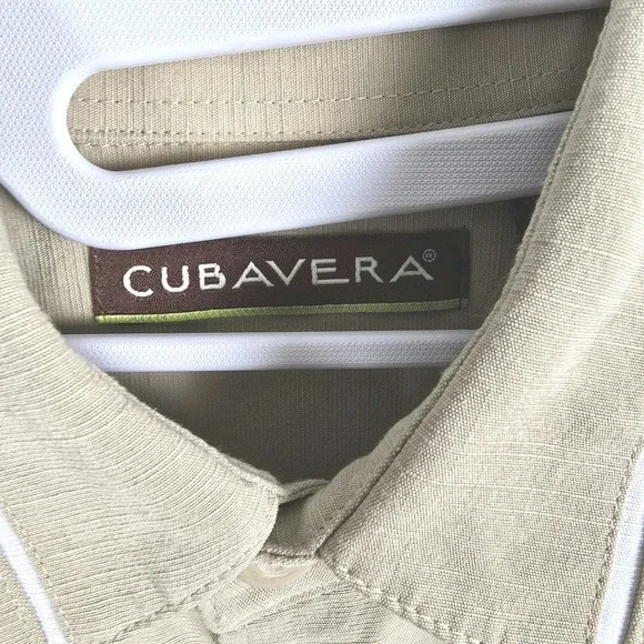 Cubavera Mens Tan Short Sleeve Button Down Camp Shirt Piping Size S RN37763 - Picture 5 of 11